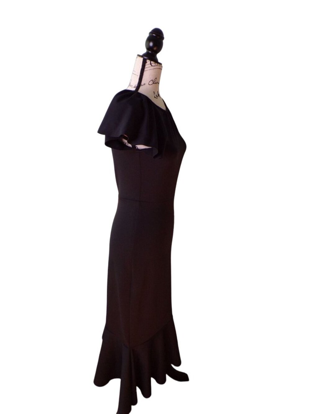 🆕 RACHEL PARCELL Ruffle Hem Scuba Asymmetric Dress Black X-Small - Picture 9 of 11